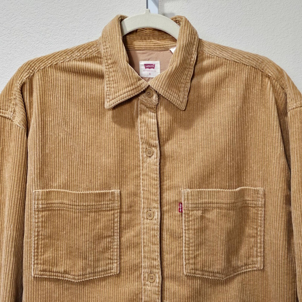 LEVI'S Remi Tan Colored Button Down Long Sleeve Corduroy Shirt sz S - Picture 2 of 11